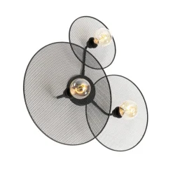Design plafondlamp zwart met mesh 3-lichts - Jane