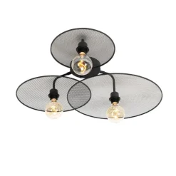 Design plafondlamp zwart met mesh 3-lichts - Jane