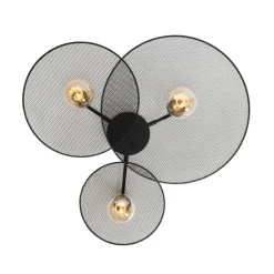 Design plafondlamp zwart met mesh 3-lichts - Jane