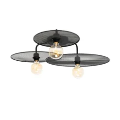 Design plafondlamp zwart met mesh 3-lichts - Jane