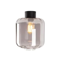 Design plafondlamp zwart met smoke glas - Qara