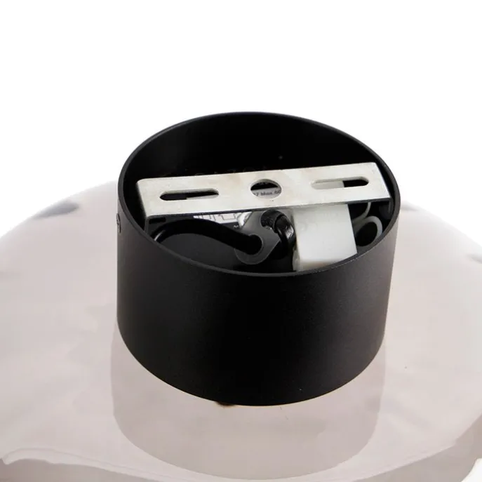 Design plafondlamp zwart met smoke glas - Qara