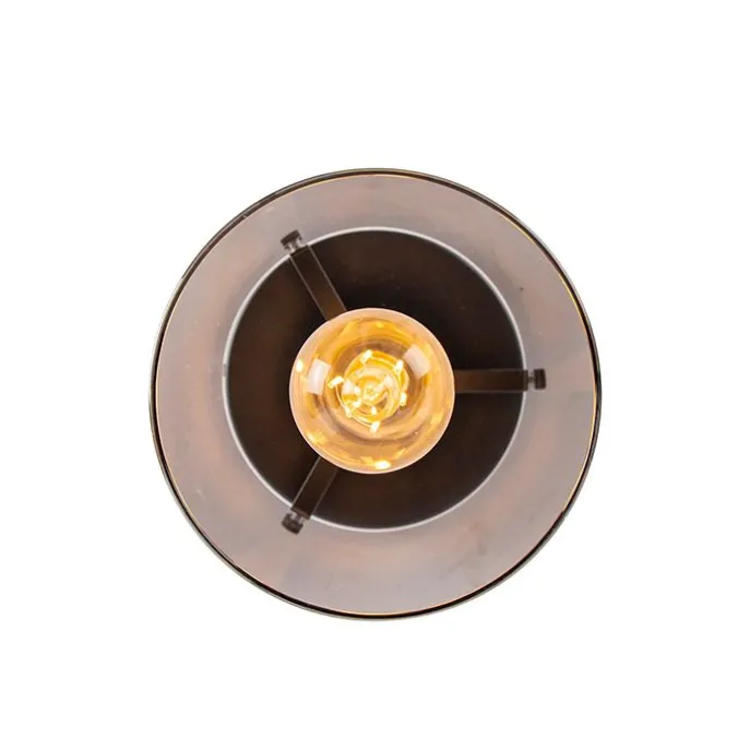 Design plafondlamp zwart met smoke glas - Dome