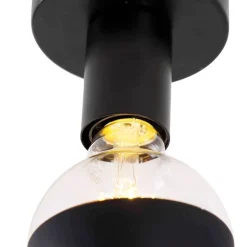 Design plafondlamp zwart met G95 kopspiegel zwart - Facil