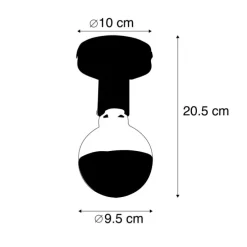 Design plafondlamp zwart met G95 kopspiegel zwart - Facil