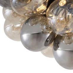 Design plafondlamp zwart met amber en smoke glas 6-lichts - Uvas