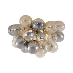 Design plafondlamp zwart met amber en smoke glas 6-lichts - Uvas