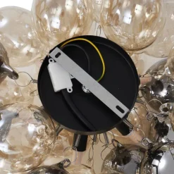 Design plafondlamp zwart met amber en smoke glas 6-lichts - Uvas