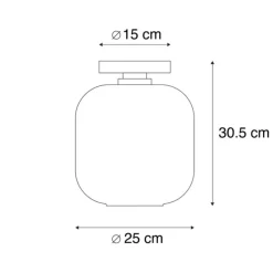 Design plafondlamp zwart met goud en smoke glas - Zuzanna