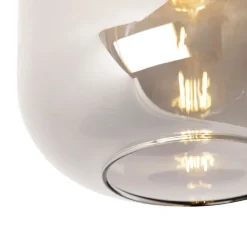 Design plafondlamp zwart met goud en smoke glas - Zuzanna