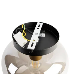 Design plafondlamp zwart met goud en smoke glas - Zuzanna