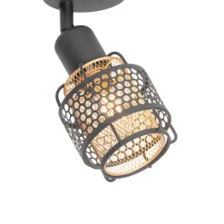 Design plafondlamp zwart met goud - Noud