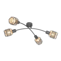 Design plafondlamp zwart met goud 4-lichts - Noud