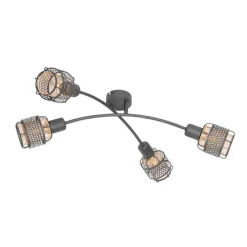 Design plafondlamp zwart met goud 4-lichts - Noud