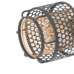 Design plafondlamp zwart met goud 4-lichts - Noud