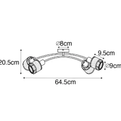 Design plafondlamp zwart met goud 4-lichts - Noud