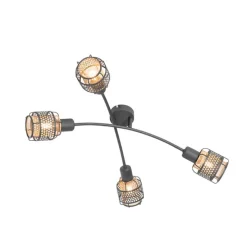 Design plafondlamp zwart met goud 4-lichts - Noud