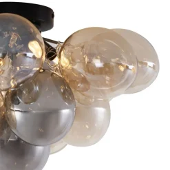 Design plafondlamp zwart met amber en smoke glas 4-lichts - Uvas