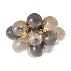 Design plafondlamp zwart met amber en smoke glas 4-lichts - Uvas