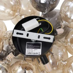 Design plafondlamp zwart met amber en smoke glas 4-lichts - Uvas