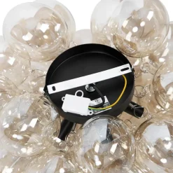 Design plafondlamp zwart met amber glas 6-lichts - Uvas