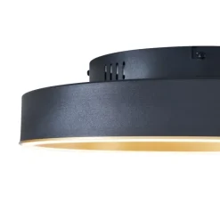 Design plafondlamp zwart met goud 40cm incl. LED 3-way switch - Ingo