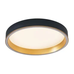 Design plafondlamp zwart met goud 40cm incl. LED 3-way switch - Ingo