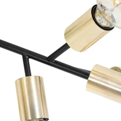 Design plafondlamp zwart met goud 12-lichts - Juul