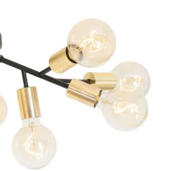 Design plafondlamp zwart met goud 12-lichts - Juul