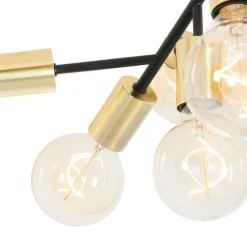 Design plafondlamp zwart met goud 12-lichts - Juul