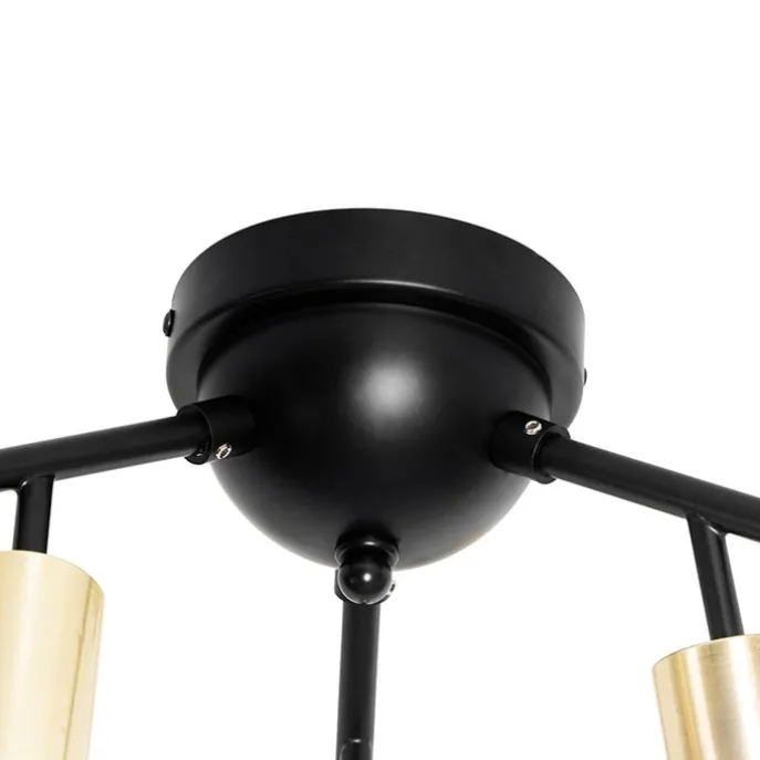 Design plafondlamp zwart met goud 12-lichts - Juul