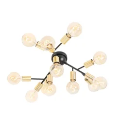 Design plafondlamp zwart met goud 12-lichts - Juul