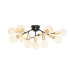 Design plafondlamp zwart met goud 12-lichts - Juul