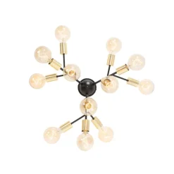 Design plafondlamp zwart met goud 12-lichts - Juul