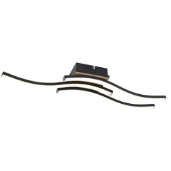 Design plafondlamp zwart met hout incl. LED 3-lichts - Vanesa