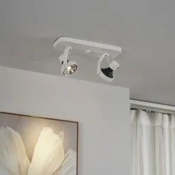 Design plafondspot wit GU10 70mm 2-lichts draai- en kantelbaar - Vo