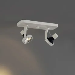 Design plafondspot wit GU10 70mm 2-lichts draai- en kantelbaar - Vo