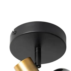 Design plafondspot zwart met goud met smoke glas - Zuzanna