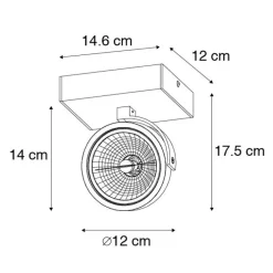 Design plafondspot zwart draai- en kantelbaar - Go