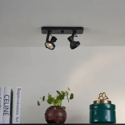 Design plafondspot zwart GU10 70mm 2-lichts draai- en kantelbaar - Vo