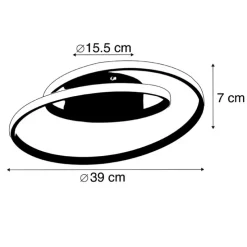 Design plafonnière wit incl. LED 3-staps dimbaar - Krula