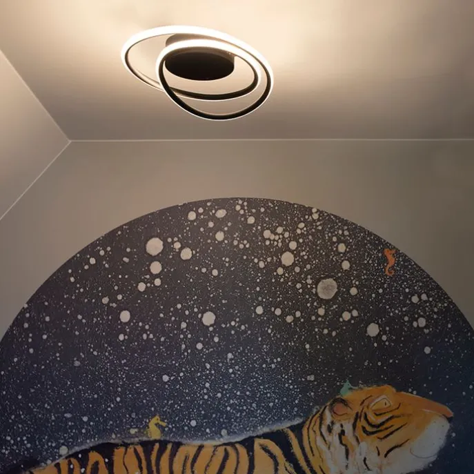 Design plafonnière zwart incl. LED 3-staps dimbaar - Krula