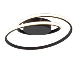 Design plafonnière zwart incl. LED 3-staps dimbaar - Krula