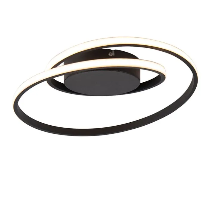 Design plafonnière zwart incl. LED 3-staps dimbaar - Krula