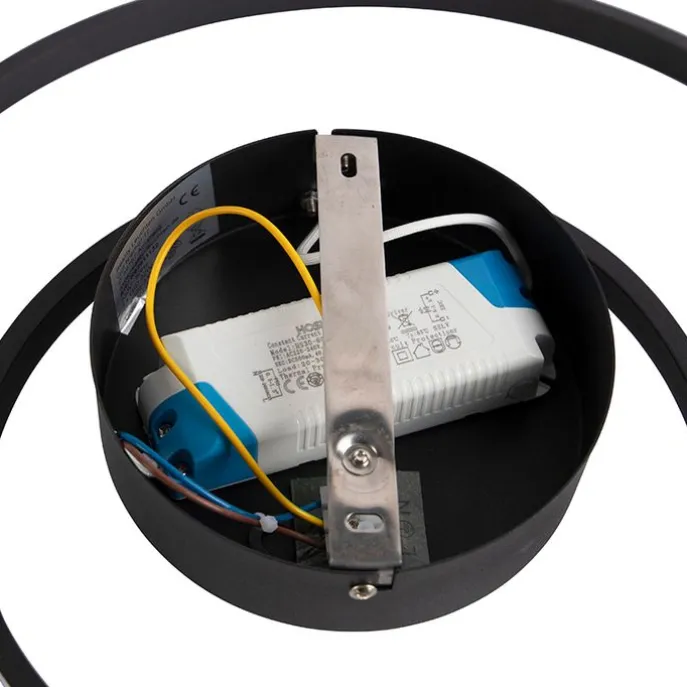 Design plafonnière zwart incl. LED 3-staps dimbaar - Krula