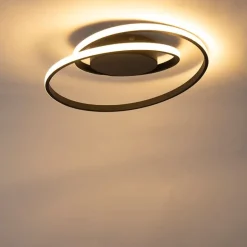 Design plafonnière zwart incl. LED 3-staps dimbaar - Krula
