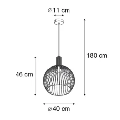 Design ronde hanglamp zwart 40 cm - Dos