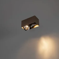 Design spot donkerbrons rechthoekig 2-lichts draai en kantelbaar - Box