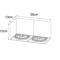 Design spot wit rechthoekig AR111 2-lichts - Box