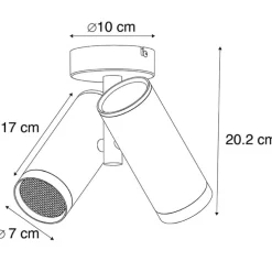 Design spot zwart 2-lichts - Scopio Honey